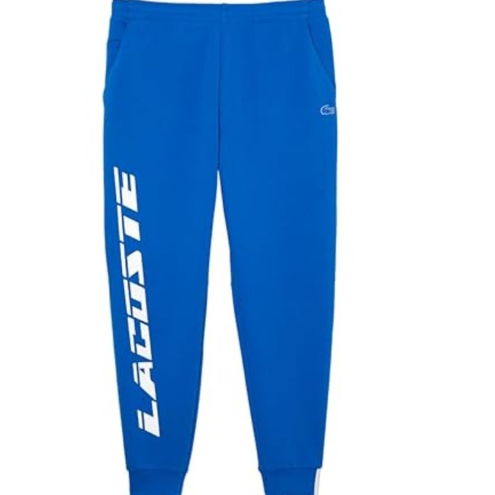 Lacoste Mens Active Slim Fit Track Pants XL Blue Tapered Fleece Joggers NEW